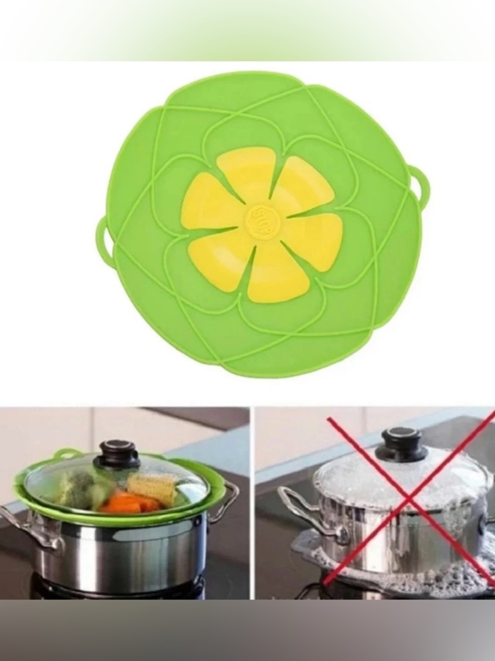 NEW Silicone Spill Stopper Lid Splatter Guard Pot Cover Kitchen Tool